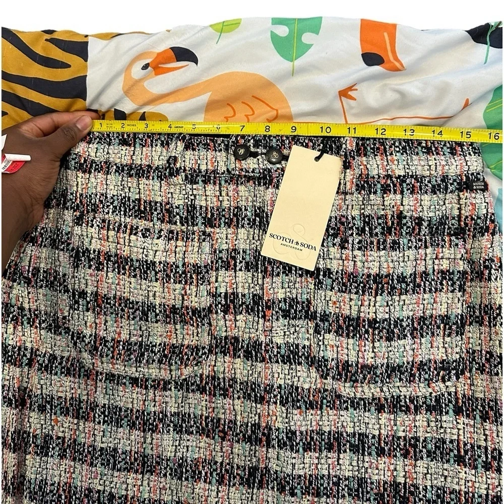 NWT Scotch & Soda SPECIAL TWEED MINI Short Multi color Side Zip Pockets SKIRT M - Picture 3 of 10